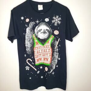 Sloth Graphic In An Ugly Sweater Tee Shirt Small
